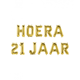 Hoera 21 jaar folieballonnen set goud 41cm